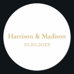 Gold Monogram elegante Brautfavoriten Runder Aufkleber<br><div class="desc">Imitate Gold Monogram Custom Wedding Classic Round Sticker Anpassen Text Hochzeitsgeschenk bevorzugt Klassische Round Sticker Imitate Goldbriefe,  weißer Hintergrund</div>