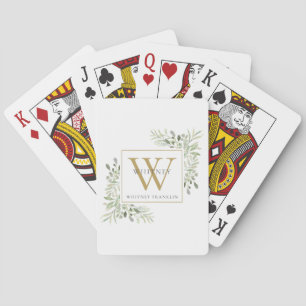 Gold Monogram Elegante Grüne Moderne Spielkarten