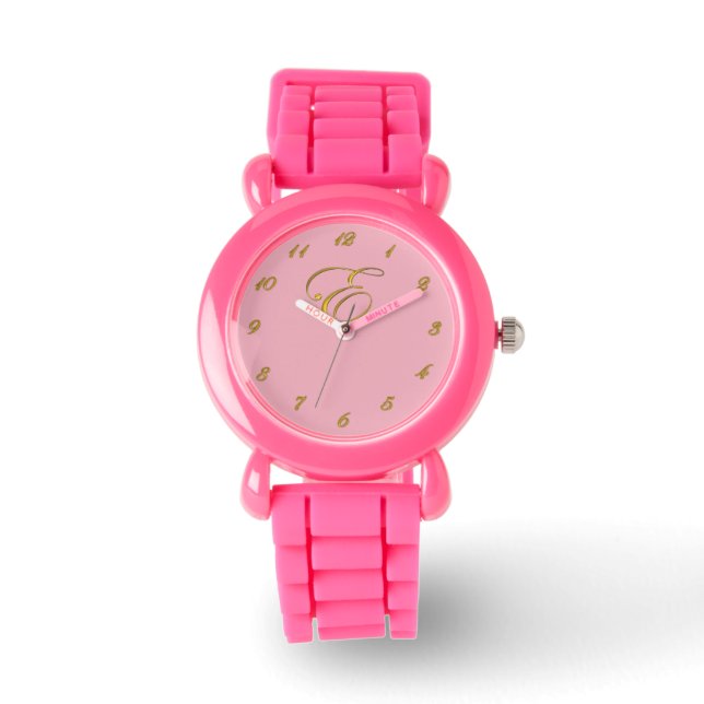 Gold Monogram erste E-Uhr mit Gold-Nummern Armbanduhr (Vorderseite)