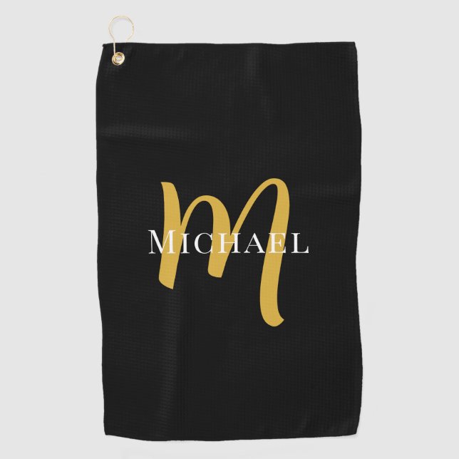 Gold Monogram erste elegante moderne Vorlage Best Golfhandtuch (Vorderseite)