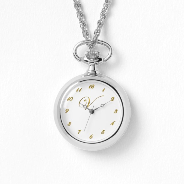 Gold Monogram, erste V-Uhr mit Gold-Nummern Armbanduhr (Vorderseite)