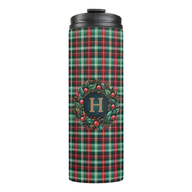 Gold Monogram Festival Green Red Thermosbecher (Vorderseite)
