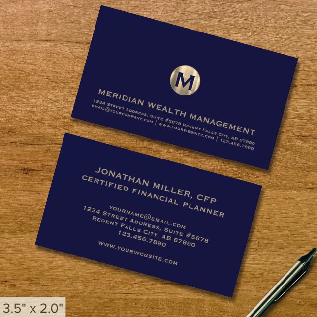 Gold Monogram Financial Business Card Visitenkarte (Von Creator hochgeladen)
