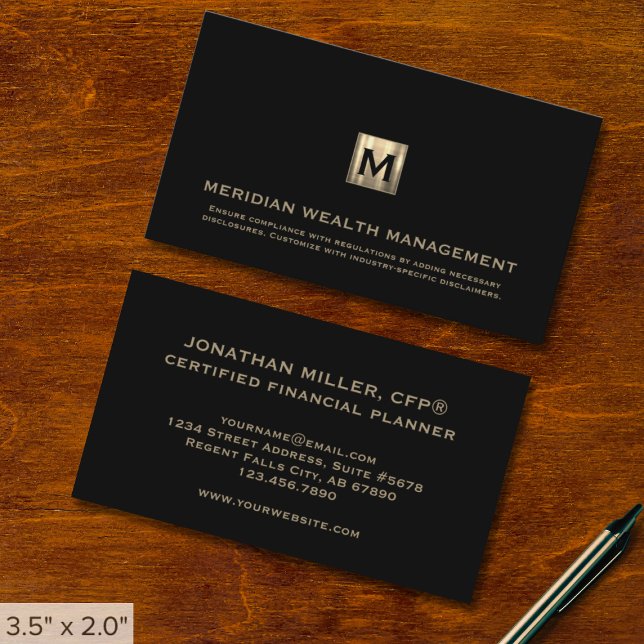 Gold Monogram Financial Planner Business Card Visitenkarte (Von Creator hochgeladen)