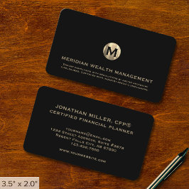 Gold Monogram Financial Planner Business Card Visitenkarte