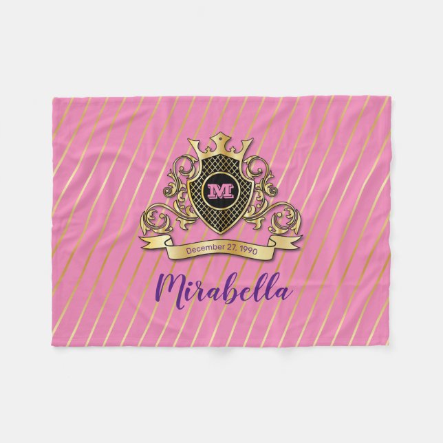 Gold Monogram Fleece Blanket (Vorderseite (Horizontal))