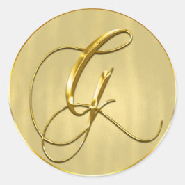 Gold Monogram G Siegel Wedding Invitation Holiday Runder Aufkleber