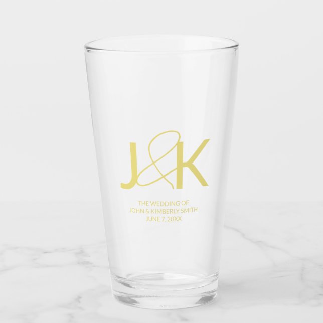 Gold Monogram Glass Cup Glas (Vorderseite)