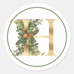 GOLD MONOGRAM H MIT SOMMERSCHLAG RUNDER AUFKLEBER