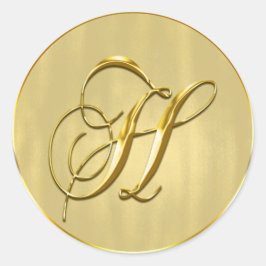 Gold Monogram H Siegel Wedding Invitation Holiday Runder Aufkleber