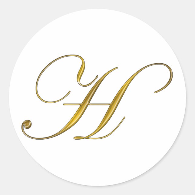 Gold Monogram H Umschlag Aufkleber Sticker (Vorderseite)