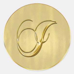 Gold Monogram I Siegel Hochzeit Einladung Urlaub Runder Aufkleber