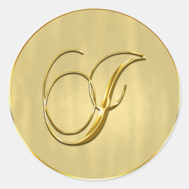 Gold Monogram I Siegel Hochzeit Einladung Urlaub Runder Aufkleber (Vorderseite)
