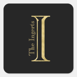 Gold Monogram I und Name auf einer beliebigen Farb Quadratischer Aufkleber