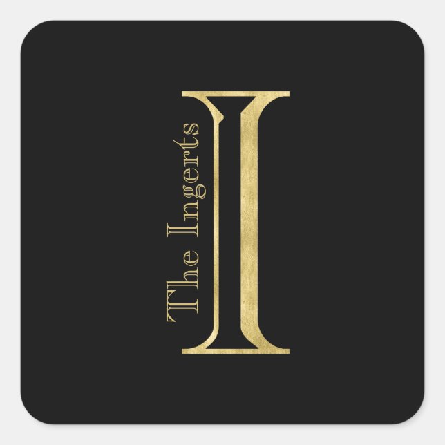 Gold Monogram I und Name auf einer beliebigen Farb Quadratischer Aufkleber (Vorderseite)