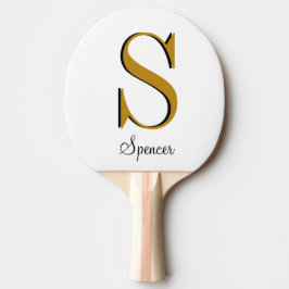 Gold Monogram Individuelle Name Initial Tischtennis Schläger