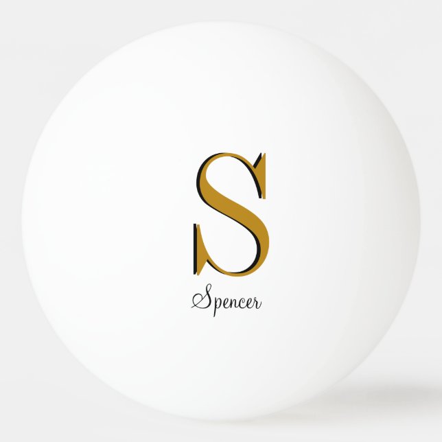 Gold Monogram Individuelle Name Initial Tischtennisball (Vorderseite)