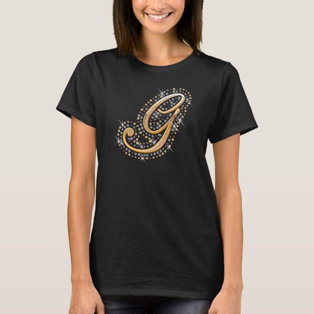Gold Monogram Initial Letter G T-Shirt (Vorderseite)