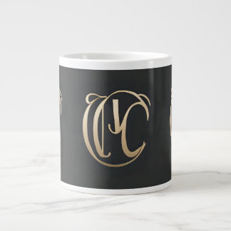 Gold Monogram Initial Mug - Personalized Gift Jumbo-Tasse