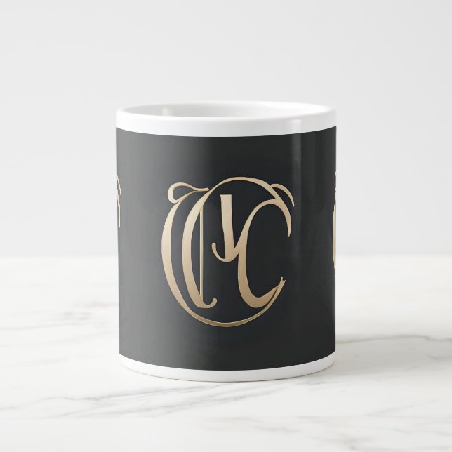 Gold Monogram Initial Mug - Personalized Gift Jumbo-Tasse (Vorderseite)