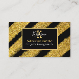 Gold Monogram Initial und Name Black & Gold Theme Visitenkarte