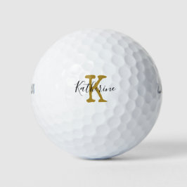 Gold Monogram Initial und Name Golf Balls Golfball