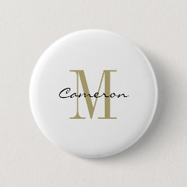 Gold Monogram Initial und Name Personalisiert Button