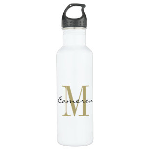 Gold Monogram Initial und Name Personalisiert Edelstahlflasche