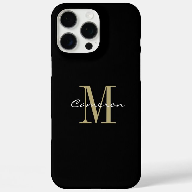 Gold Monogram Initial und Name Personalisiert iPhone 16 Pro Max Hülle (Rückseite)