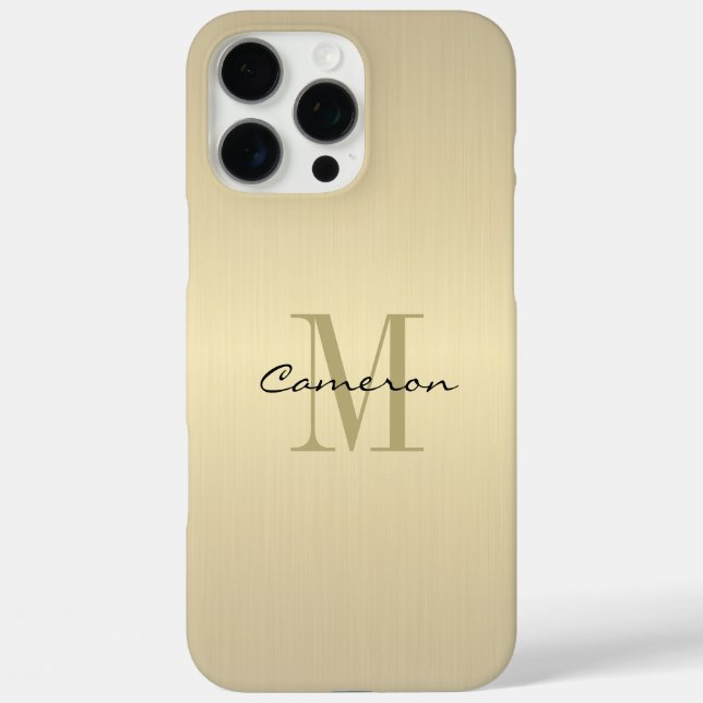 Gold Monogram Initial und Name Personalisiert iPhone 16 Pro Max Hülle (Rückseite)