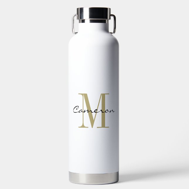 Gold Monogram Initial und Name Personalisiertes Ge Trinkflasche (Vorderseite)
