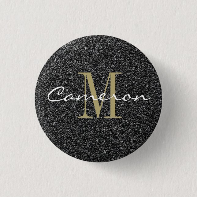 Gold Monogram Initial und Name Sandpaper Button (Vorderseite)