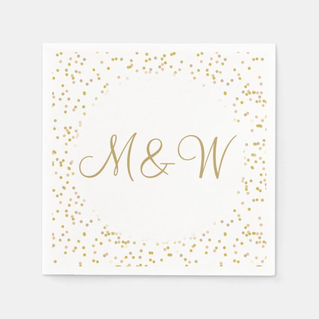 Gold Monogram Initials Script Gold Dust Serviette (Vorderseite)