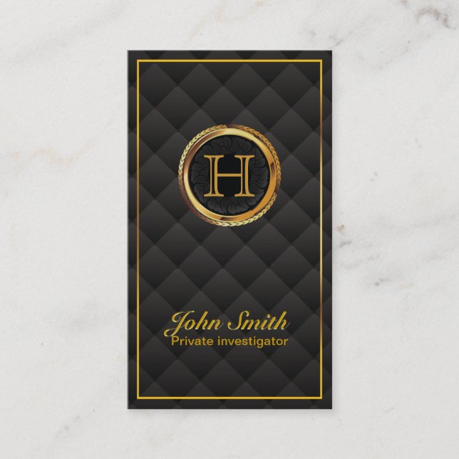 Gold Monogram Investigator Business Card Visitenkarte (Vorderseite)