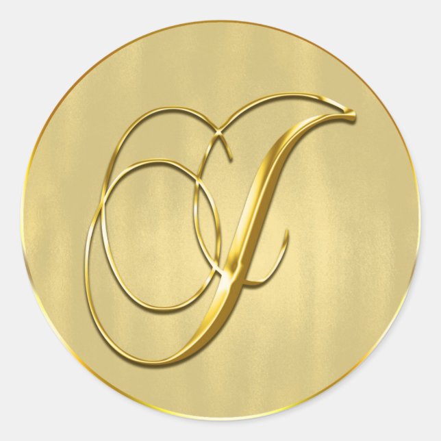 Gold Monogram J Siegel Wedding Invitation Holiday Runder Aufkleber (Vorderseite)