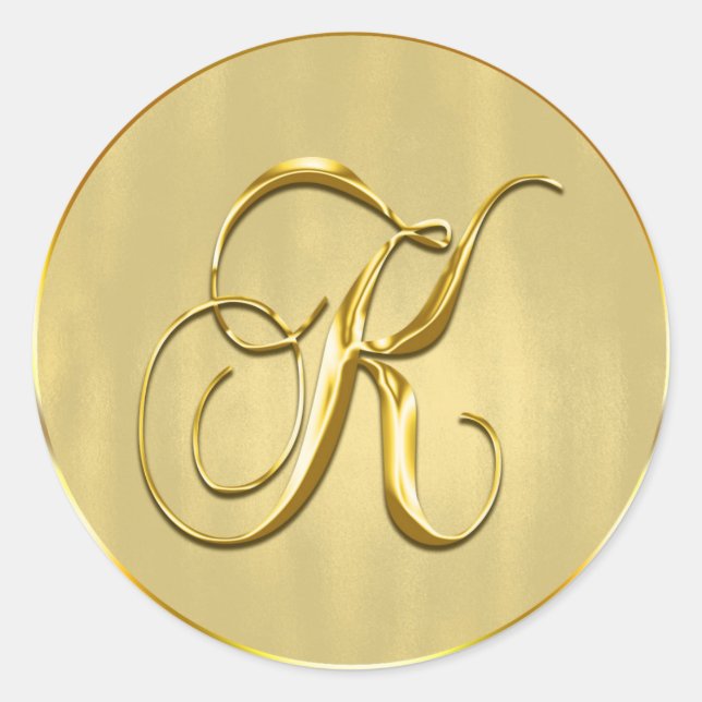 Gold Monogram K Siegel Wedding Invitation Holiday Runder Aufkleber (Vorderseite)