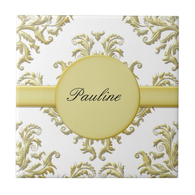 Gold Monogram-Keramik Fliese (Vorderseite)