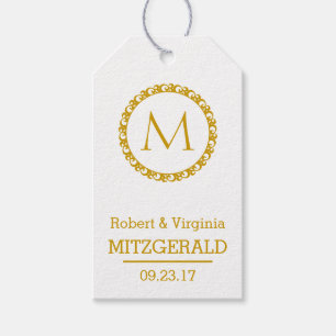 Gold Monogram Kranz-Tags   50. Jubiläum Geschenkanhänger