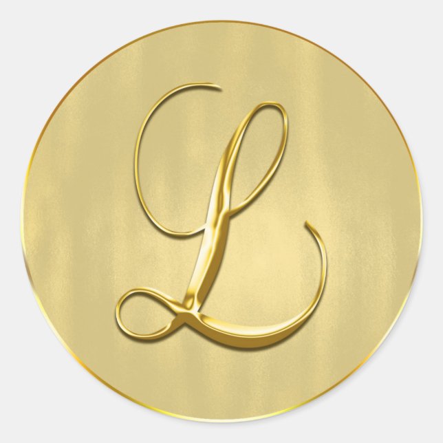Gold Monogram L Siegel Wedding Invitation Holiday Runder Aufkleber (Vorderseite)