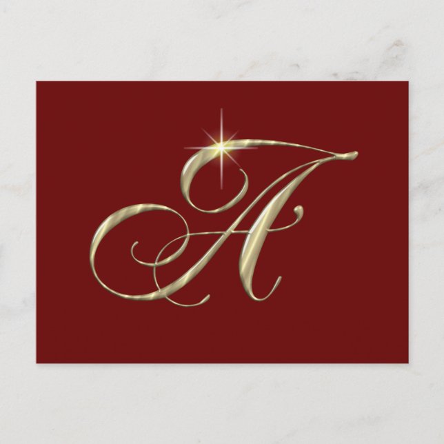 Gold Monogram Letter A Postkarte (Vorderseite)