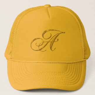 Gold Monogram Letter A Truckerkappe