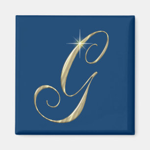 Gold Monogram Letter G Initials Magnet