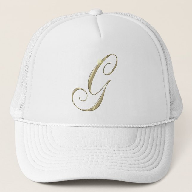 Gold Monogram Letter G Initials Truckerkappe (Vorderseite)
