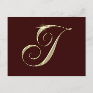 Gold Monogram Letter I initialisiert Postkarte