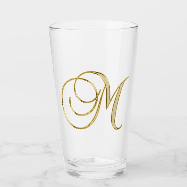 Gold Monogram M Glas (Vorderseite)