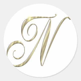 Gold Monogram N initials Merchandise Runder Aufkleber