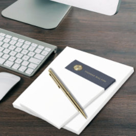 Gold Monogram Navy Blue Leather Look Elegant Post-it Klebezettel