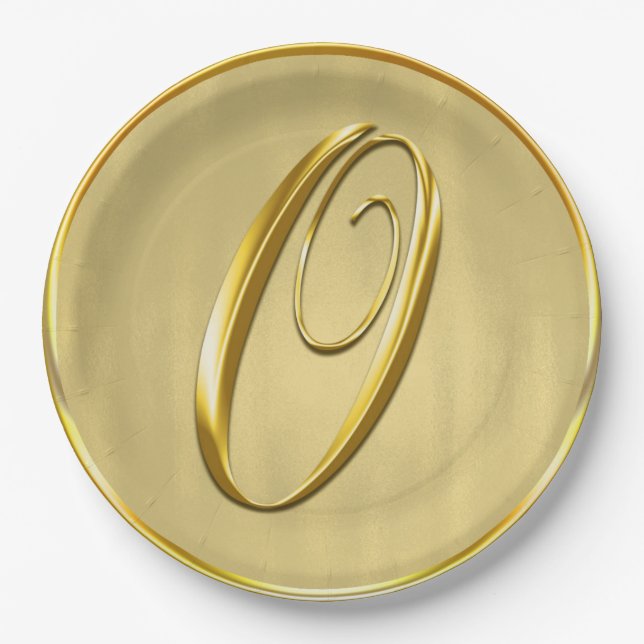 Gold Monogram O Wedding Custom Monogram Weddings Pappteller (Vorderseite)