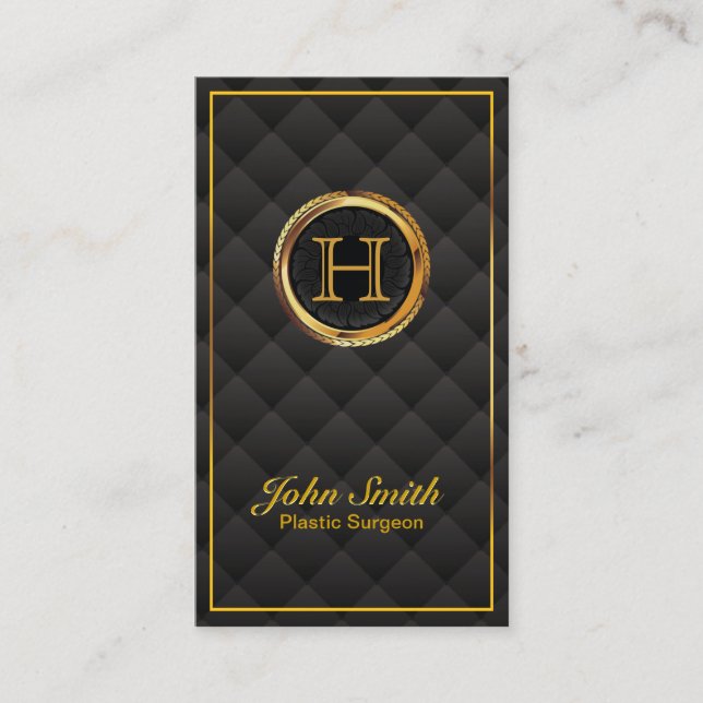 Gold Monogram Plastic Chirurgen Business Card Visitenkarte (Vorderseite)