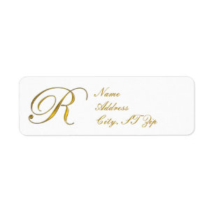 Gold Monogram R Rücksendeadressen-Aufkleber